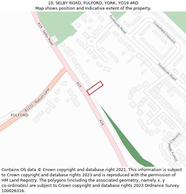 10, SELBY ROAD, FULFORD, YORK, YO19 4RD: Location map and indicative extent of plot