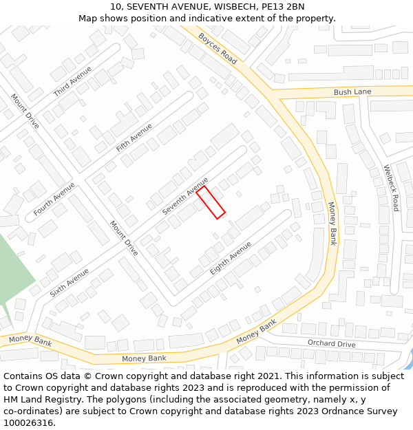 10, SEVENTH AVENUE, WISBECH, PE13 2BN: Location map and indicative extent of plot