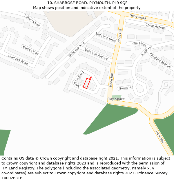 10, SHARROSE ROAD, PLYMOUTH, PL9 9QF: Location map and indicative extent of plot
