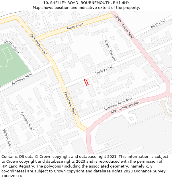 10, SHELLEY ROAD, BOURNEMOUTH, BH1 4HY: Location map and indicative extent of plot