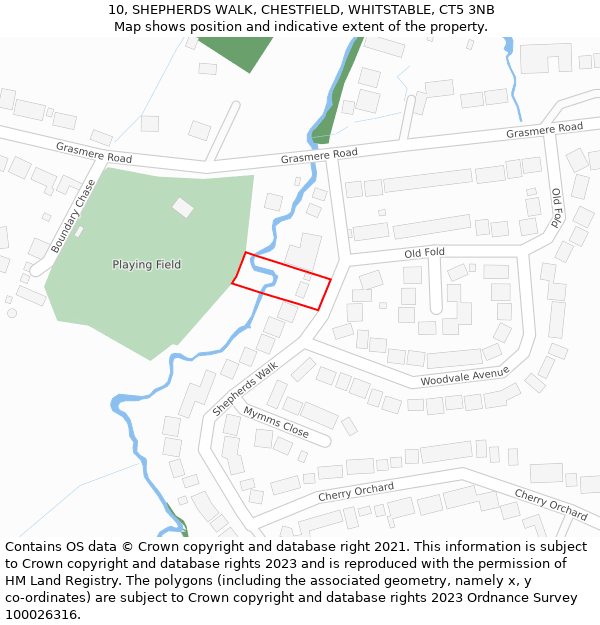 10, SHEPHERDS WALK, CHESTFIELD, WHITSTABLE, CT5 3NB: Location map and indicative extent of plot