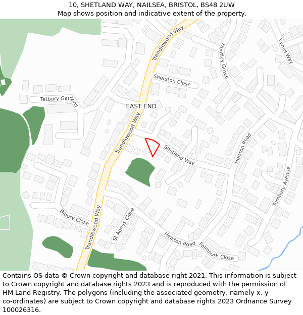 10, SHETLAND WAY, NAILSEA, BRISTOL, BS48 2UW: Location map and indicative extent of plot