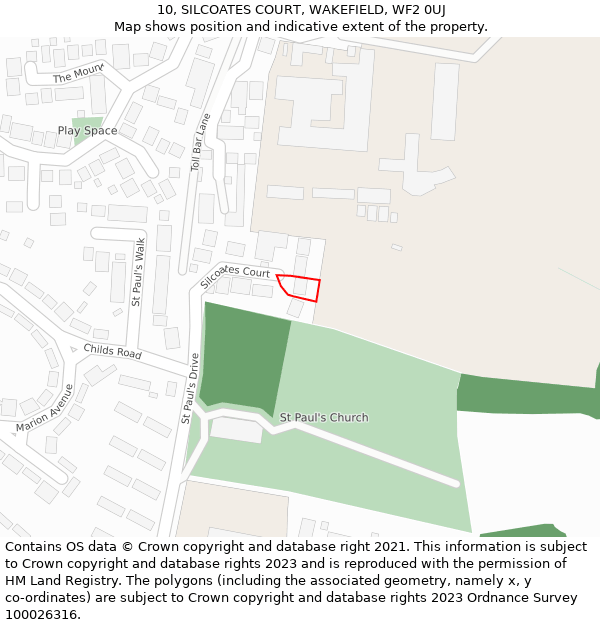 10, SILCOATES COURT, WAKEFIELD, WF2 0UJ: Location map and indicative extent of plot