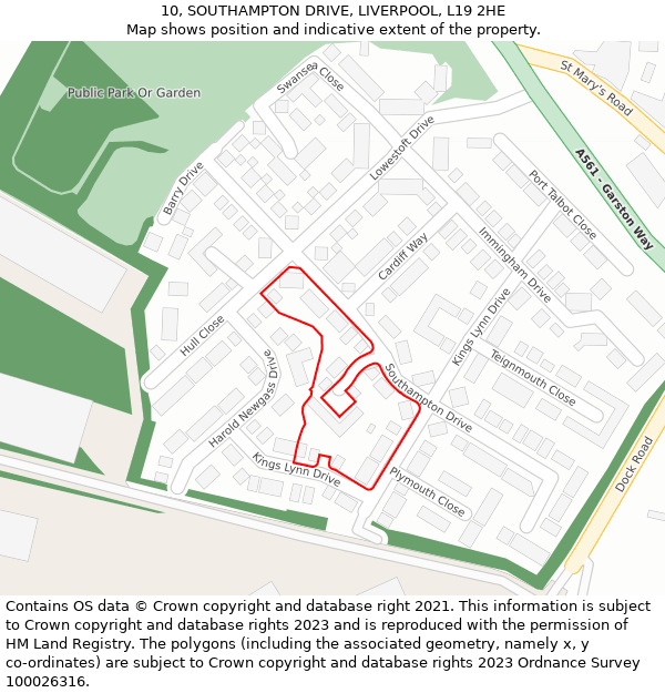 10, SOUTHAMPTON DRIVE, LIVERPOOL, L19 2HE: Location map and indicative extent of plot