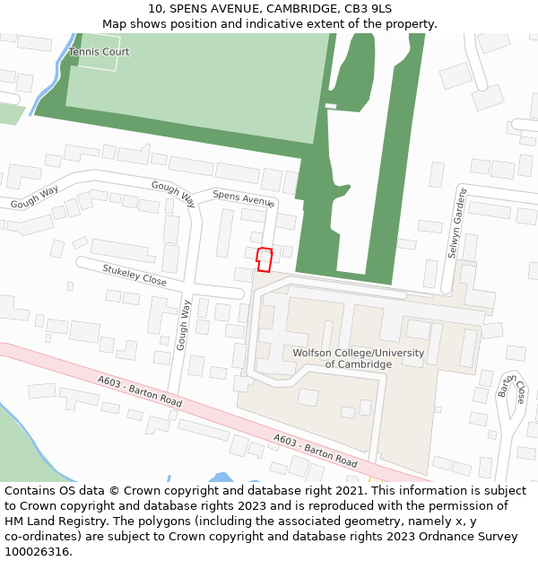 10, SPENS AVENUE, CAMBRIDGE, CB3 9LS: Location map and indicative extent of plot