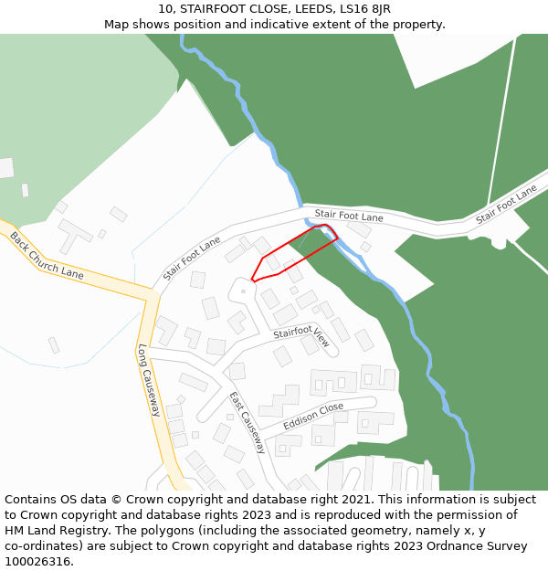 10, STAIRFOOT CLOSE, LEEDS, LS16 8JR: Location map and indicative extent of plot