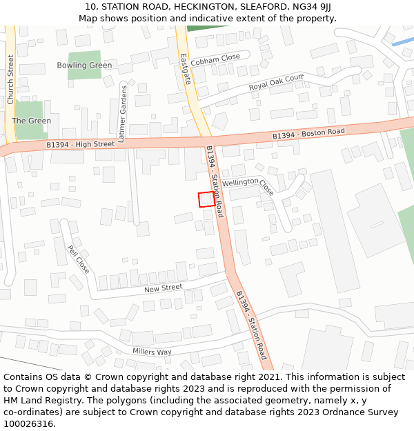 10, STATION ROAD, HECKINGTON, SLEAFORD, NG34 9JJ: Location map and indicative extent of plot