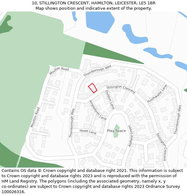 10, STILLINGTON CRESCENT, HAMILTON, LEICESTER, LE5 1BR: Location map and indicative extent of plot