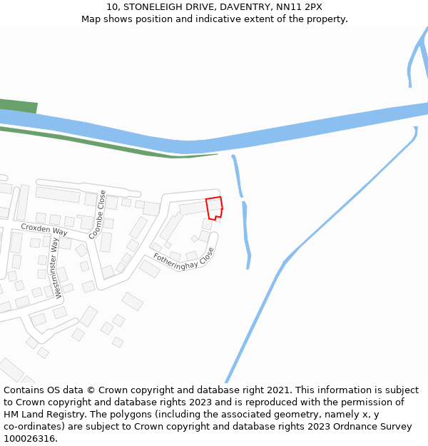 10, STONELEIGH DRIVE, DAVENTRY, NN11 2PX: Location map and indicative extent of plot
