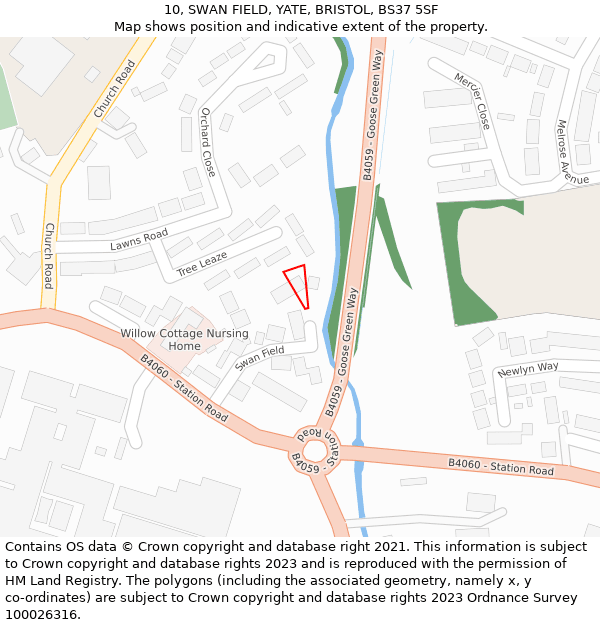 10, SWAN FIELD, YATE, BRISTOL, BS37 5SF: Location map and indicative extent of plot