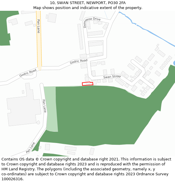 10, SWAN STREET, NEWPORT, PO30 2FA: Location map and indicative extent of plot