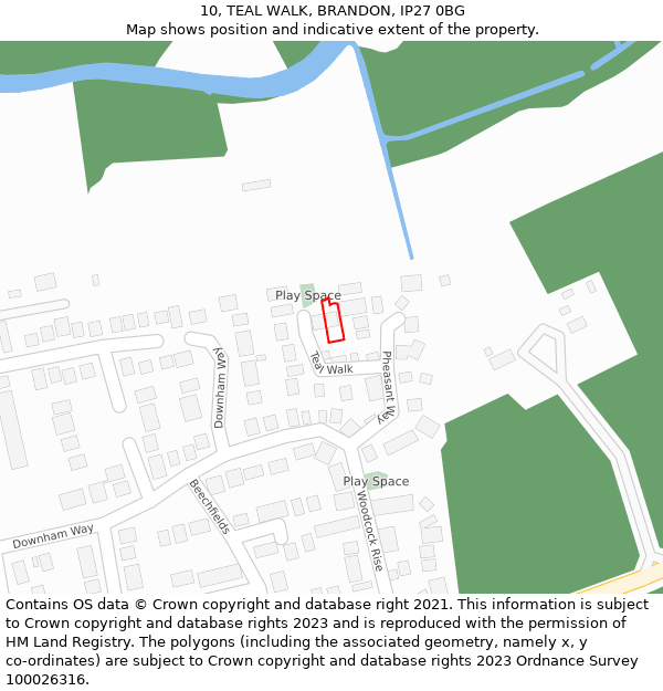 10, TEAL WALK, BRANDON, IP27 0BG: Location map and indicative extent of plot