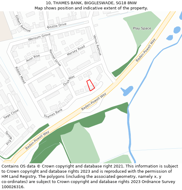 10, THAMES BANK, BIGGLESWADE, SG18 8NW: Location map and indicative extent of plot