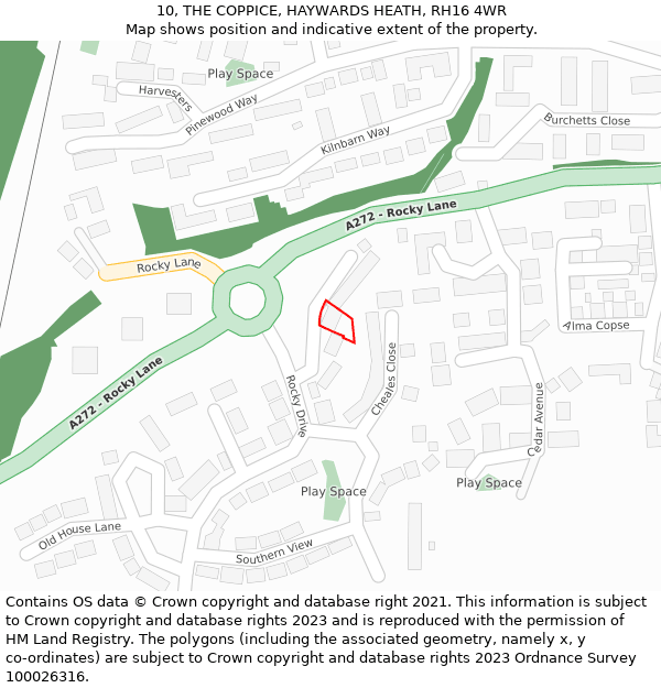 10, THE COPPICE, HAYWARDS HEATH, RH16 4WR: Location map and indicative extent of plot