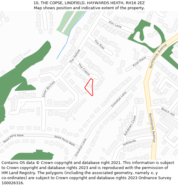 10, THE COPSE, LINDFIELD, HAYWARDS HEATH, RH16 2EZ: Location map and indicative extent of plot