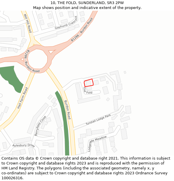 10, THE FOLD, SUNDERLAND, SR3 2PW: Location map and indicative extent of plot