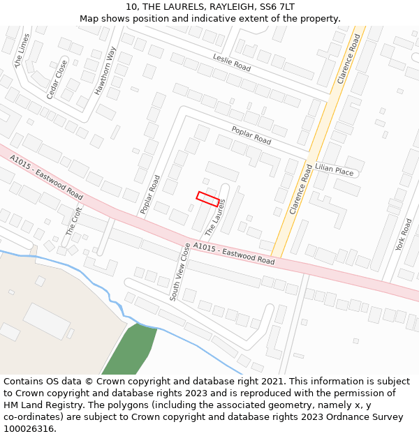 10, THE LAURELS, RAYLEIGH, SS6 7LT: Location map and indicative extent of plot