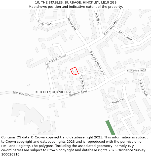 10, THE STABLES, BURBAGE, HINCKLEY, LE10 2GS: Location map and indicative extent of plot