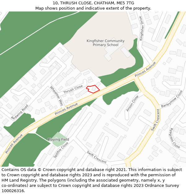 10, THRUSH CLOSE, CHATHAM, ME5 7TG: Location map and indicative extent of plot