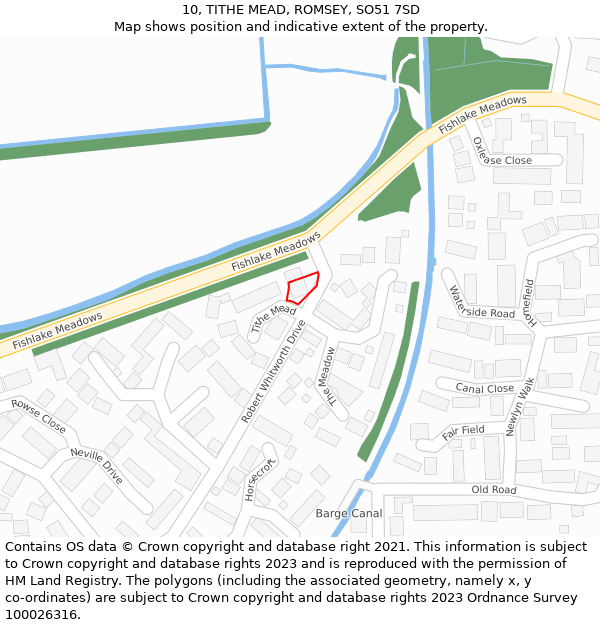 10, TITHE MEAD, ROMSEY, SO51 7SD: Location map and indicative extent of plot