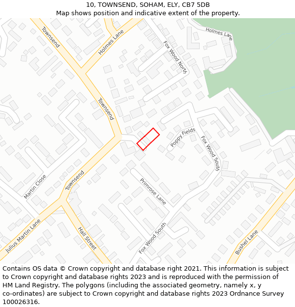 10, TOWNSEND, SOHAM, ELY, CB7 5DB: Location map and indicative extent of plot