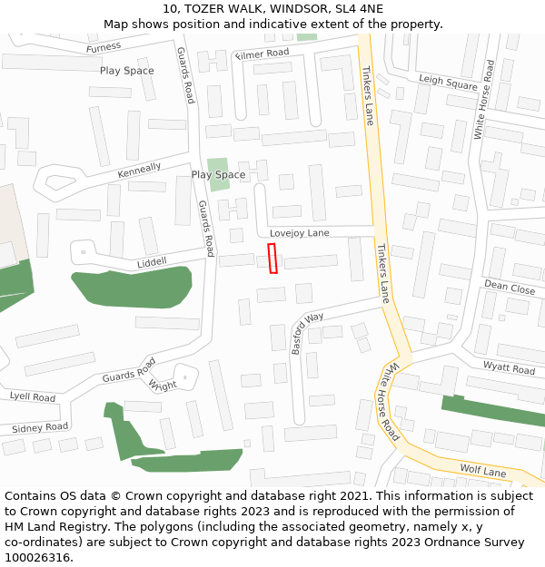 10, TOZER WALK, WINDSOR, SL4 4NE: Location map and indicative extent of plot