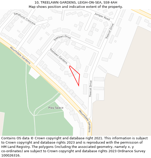 10, TREELAWN GARDENS, LEIGH-ON-SEA, SS9 4AH: Location map and indicative extent of plot