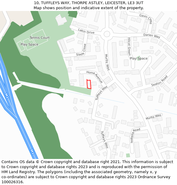 10, TUFFLEYS WAY, THORPE ASTLEY, LEICESTER, LE3 3UT: Location map and indicative extent of plot