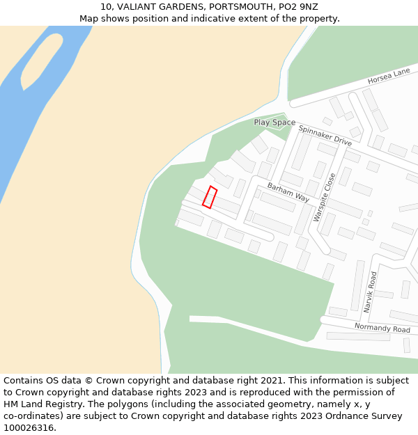 10, VALIANT GARDENS, PORTSMOUTH, PO2 9NZ: Location map and indicative extent of plot