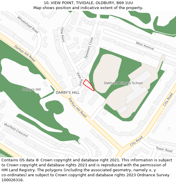 10, VIEW POINT, TIVIDALE, OLDBURY, B69 1UU: Location map and indicative extent of plot