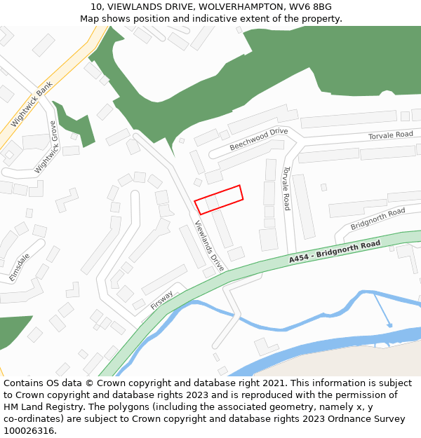 10, VIEWLANDS DRIVE, WOLVERHAMPTON, WV6 8BG: Location map and indicative extent of plot