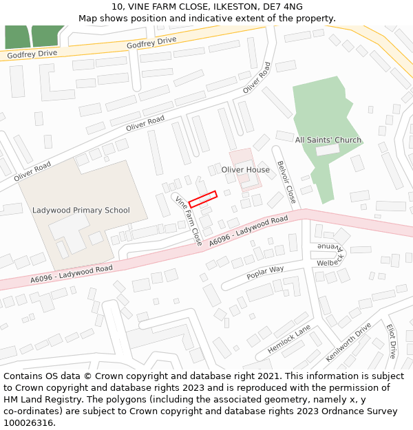 10, VINE FARM CLOSE, ILKESTON, DE7 4NG: Location map and indicative extent of plot