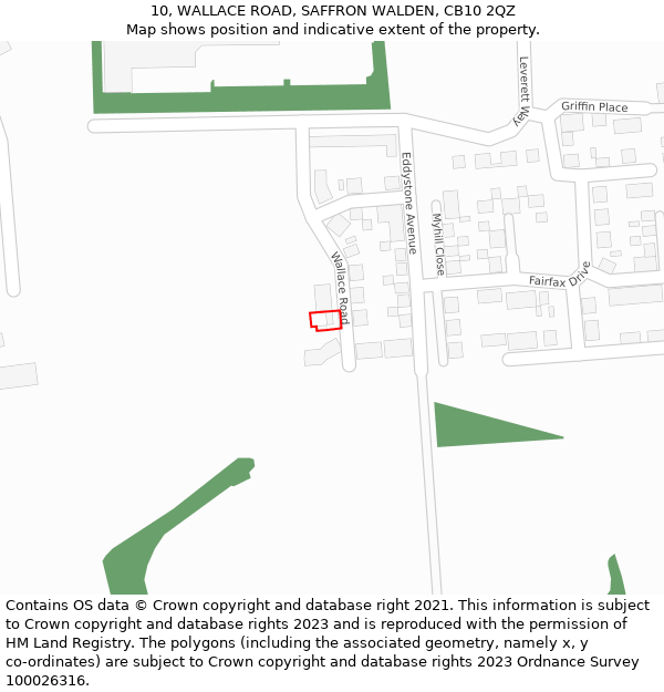 10, WALLACE ROAD, SAFFRON WALDEN, CB10 2QZ: Location map and indicative extent of plot