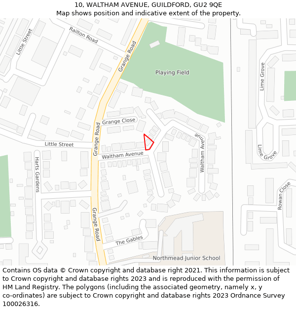 10, WALTHAM AVENUE, GUILDFORD, GU2 9QE: Location map and indicative extent of plot