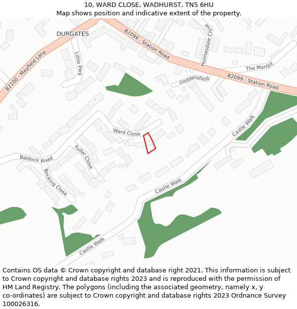 10, WARD CLOSE, WADHURST, TN5 6HU: Location map and indicative extent of plot