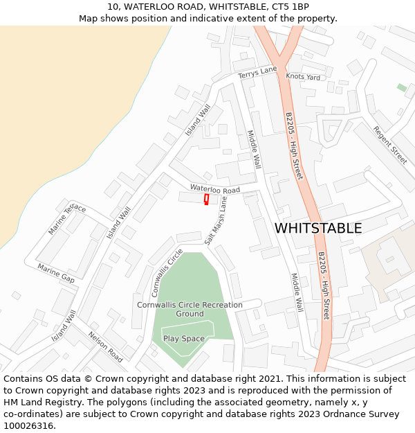 10, WATERLOO ROAD, WHITSTABLE, CT5 1BP: Location map and indicative extent of plot