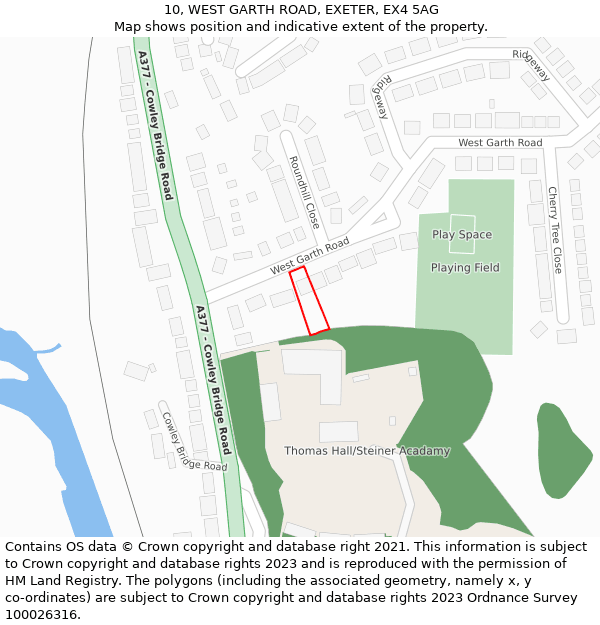 10, WEST GARTH ROAD, EXETER, EX4 5AG: Location map and indicative extent of plot