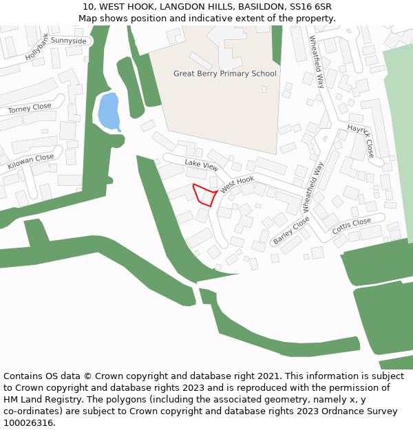 10, WEST HOOK, LANGDON HILLS, BASILDON, SS16 6SR: Location map and indicative extent of plot