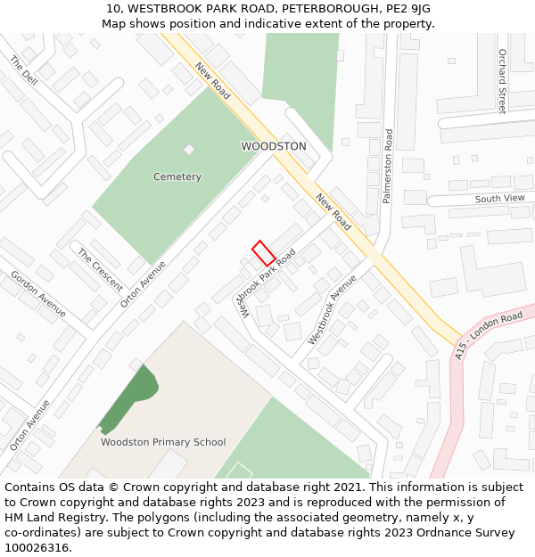 10, WESTBROOK PARK ROAD, PETERBOROUGH, PE2 9JG: Location map and indicative extent of plot