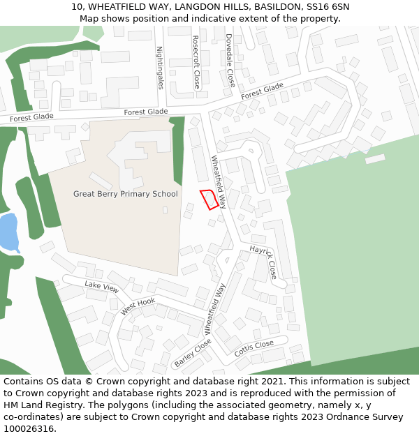 10, WHEATFIELD WAY, LANGDON HILLS, BASILDON, SS16 6SN: Location map and indicative extent of plot