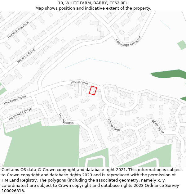 10, WHITE FARM, BARRY, CF62 9EU: Location map and indicative extent of plot