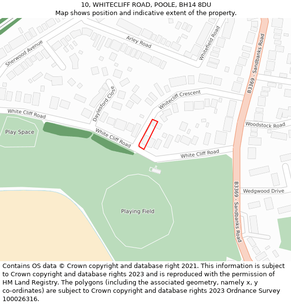10, WHITECLIFF ROAD, POOLE, BH14 8DU: Location map and indicative extent of plot