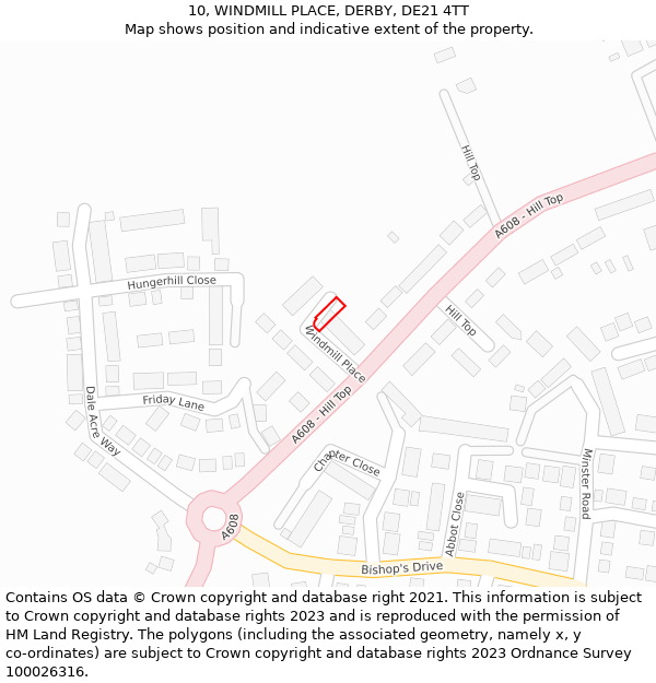 10, WINDMILL PLACE, DERBY, DE21 4TT: Location map and indicative extent of plot