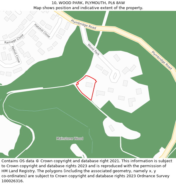 10, WOOD PARK, PLYMOUTH, PL6 8AW: Location map and indicative extent of plot
