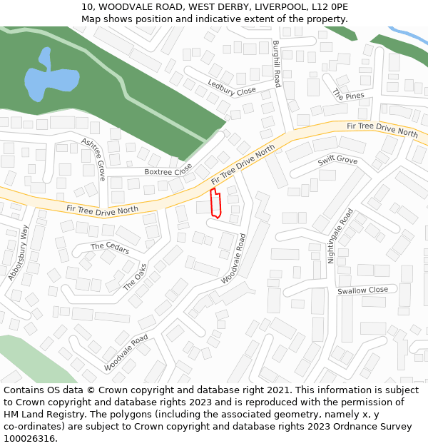 10, WOODVALE ROAD, WEST DERBY, LIVERPOOL, L12 0PE: Location map and indicative extent of plot