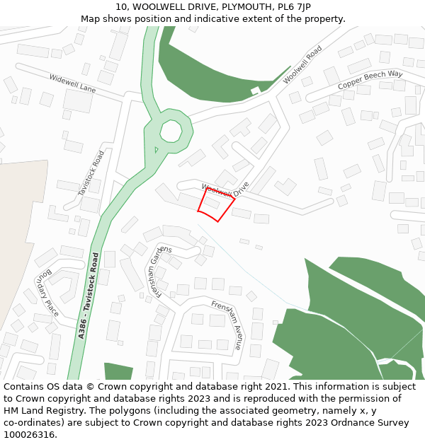 10, WOOLWELL DRIVE, PLYMOUTH, PL6 7JP: Location map and indicative extent of plot
