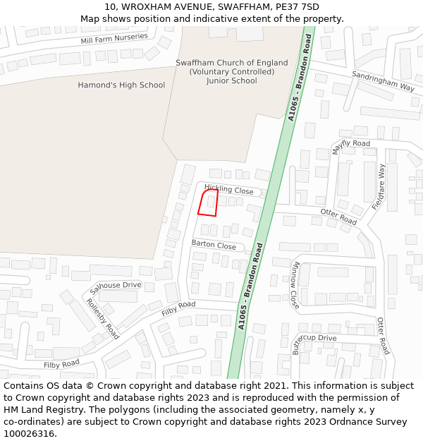 10, WROXHAM AVENUE, SWAFFHAM, PE37 7SD: Location map and indicative extent of plot