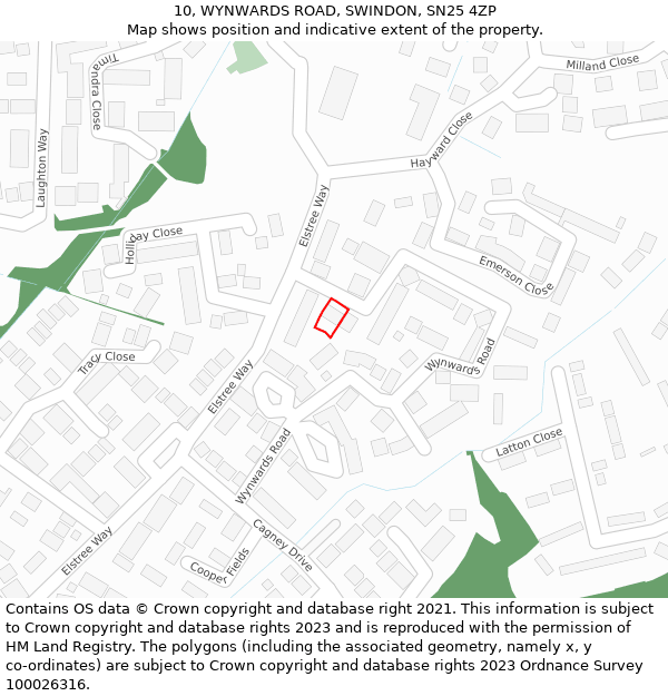 10, WYNWARDS ROAD, SWINDON, SN25 4ZP: Location map and indicative extent of plot