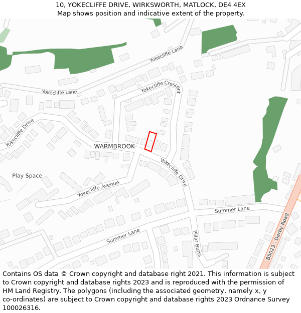 10, YOKECLIFFE DRIVE, WIRKSWORTH, MATLOCK, DE4 4EX: Location map and indicative extent of plot