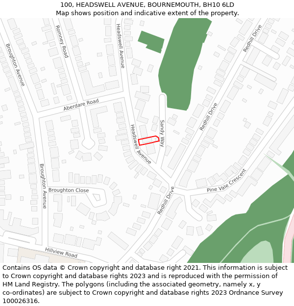 100, HEADSWELL AVENUE, BOURNEMOUTH, BH10 6LD: Location map and indicative extent of plot